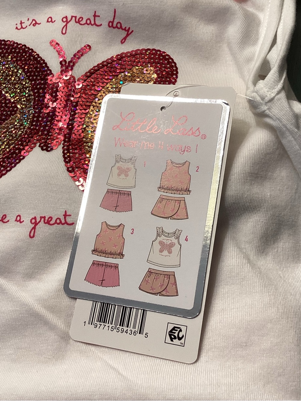 Little Lass 4 Piece Coordinated Set 2 Tops 1 Short & 1 Skort Girls 6 NWT